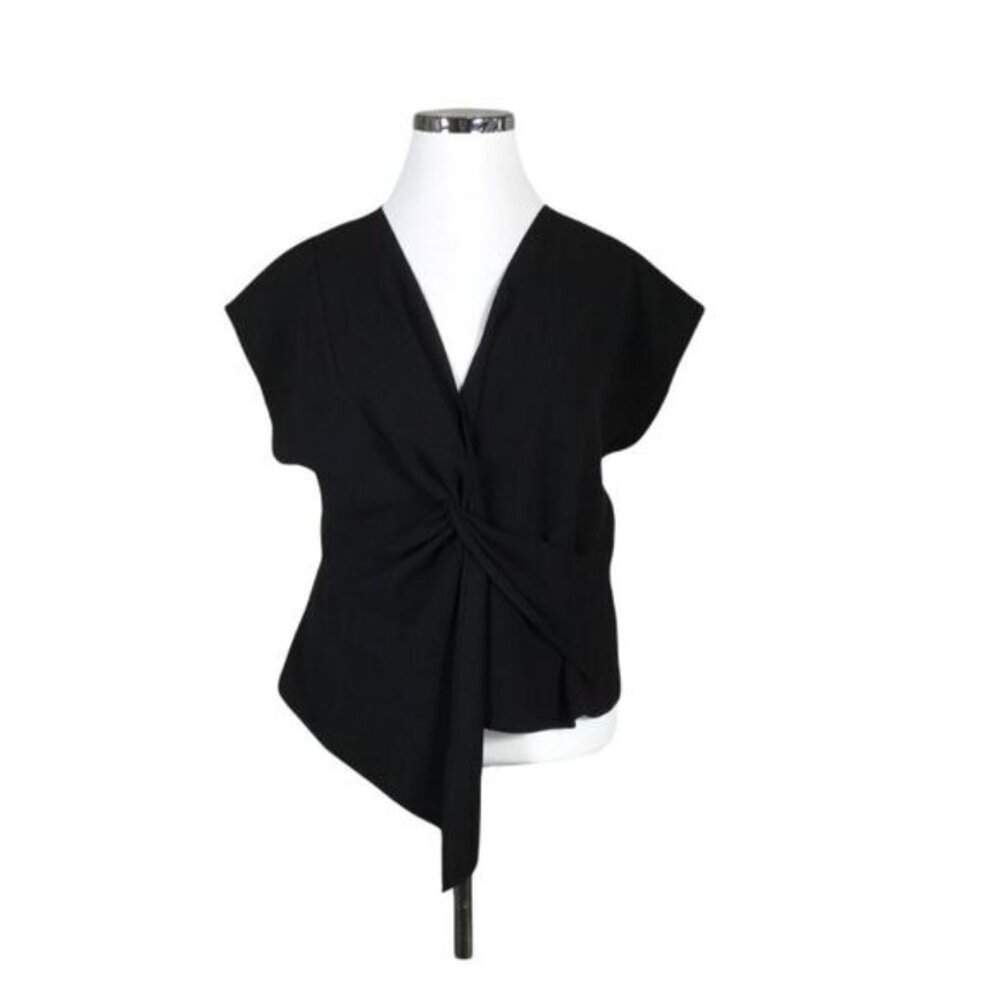 ZARA Women's V‎ Neck Cap Sleeve Twist Front Blouse Small